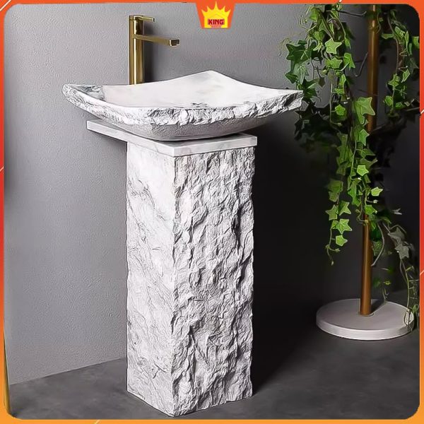 lavabo đá marble kn10 thiết kế kiểu đứng có chân-kingroom-2
