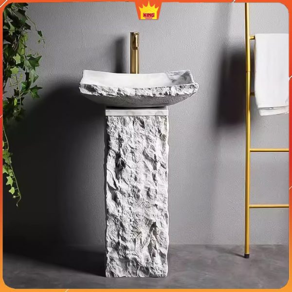 lavabo đá marble kn10 thiết kế kiểu đứng có chân-kingroom-1