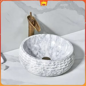 lavabo đá marble trắng vân mây md20-kingroom-1