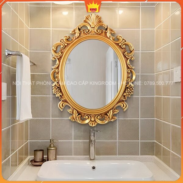 Gương Cổ Điển GS10 vàng đồng trong thiết kế phòng tắm