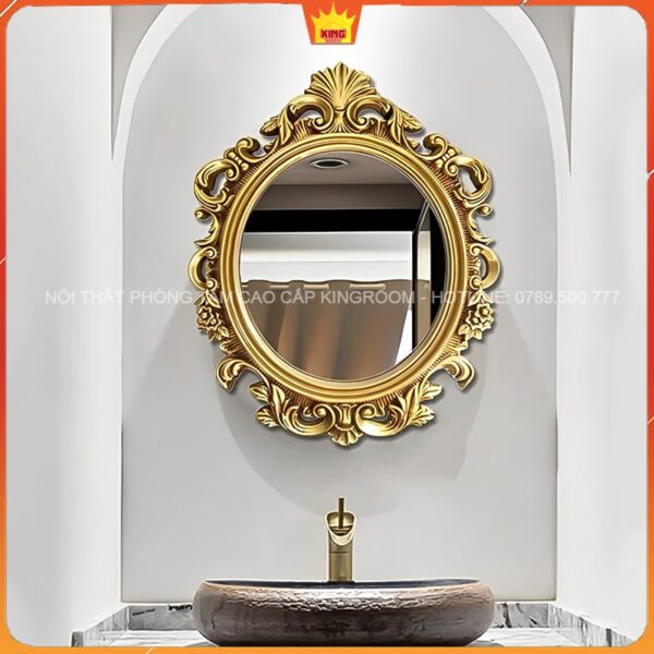 Gương Cổ Điển GS10 vàng đồng thiết kế trong phòng tắm tính tế độc đáo