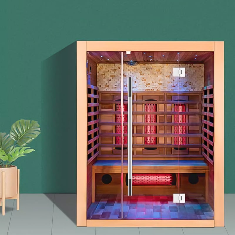 Phòng xông hơi hồng ngoại KB10 đặt trong không gian sống, với ánh sáng và thiết kế thân thiện