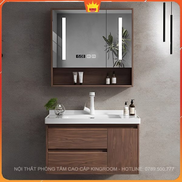 Set phòng tắm Inox 304 hiện đại bao gồm tủ lavabo và gương LED, khoe vẻ đẹp thanh lịch và tiện ích