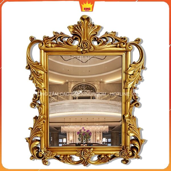 Gương mạ vàng đồng Cổ Điển HN3 với thiết phù hợp trong không gian lễ tân sang trọng của khách sạn
