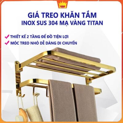 Giá treo khăn nhà tắm bằng inox 304 mạ vàng S9