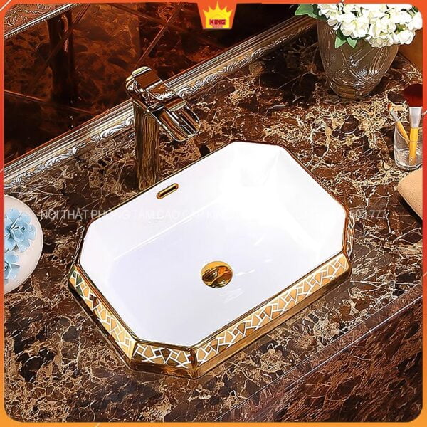 Lavabo bán âm mạ vàng Aqua MH5