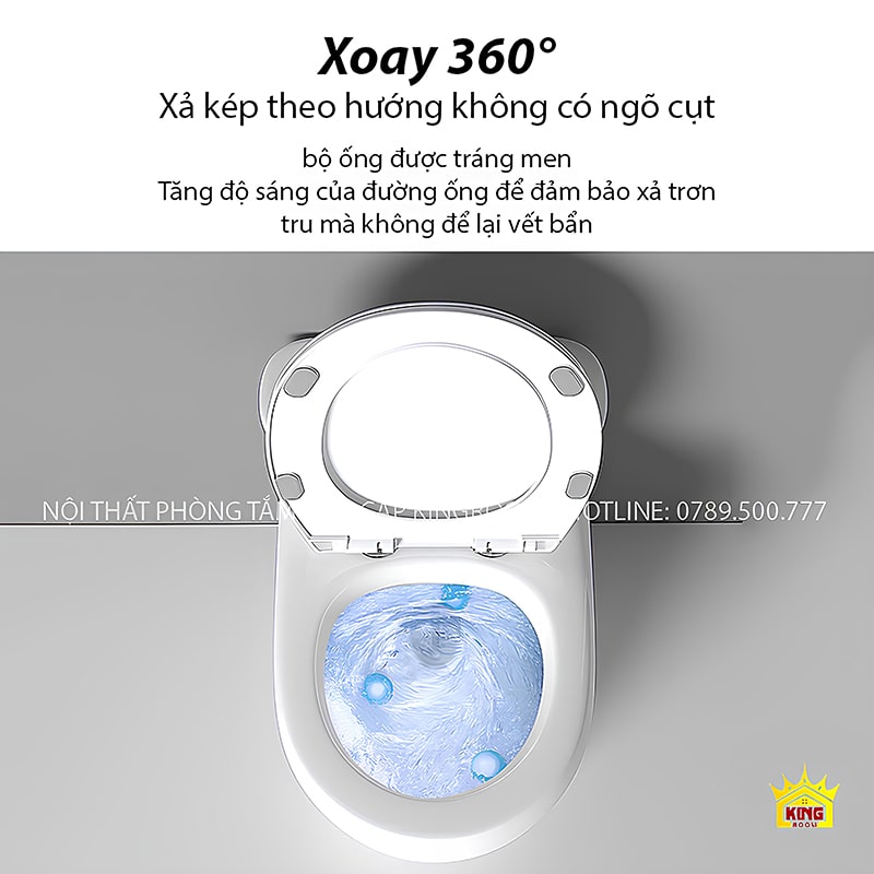 Hệ thống xả kép 360 độ đảm bảo vệ sinh.