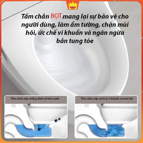 Tấm chắn bọt trên Bồn Cầu Thông Minh KS5 ngăn ngừa vi khuẩn và mùi hôi.