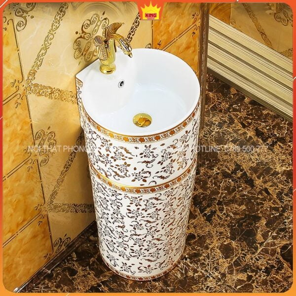 Lavabo đứng mạ vàng hoa văn Aqua VG5