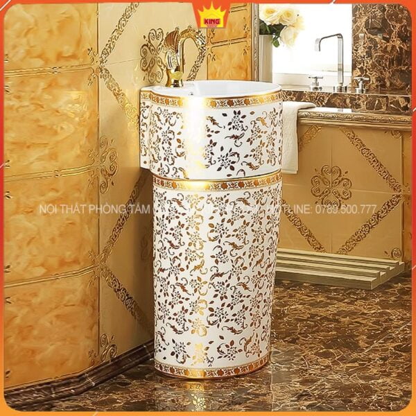 Lavabo đứng mạ vàng hoa văn Aqua VG5